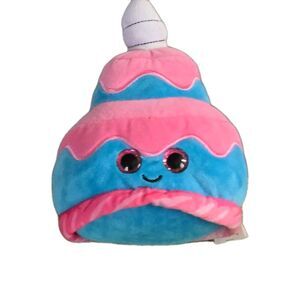 Birthday Cake Plush Pink Blue Swirl Cute Kawaii Dessert Stuffed Toy 8” Very Cute